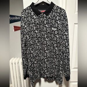 Supreme Currency Jacquard Zip L/S Polo Shirt Black Top Men’s Size XL FW22